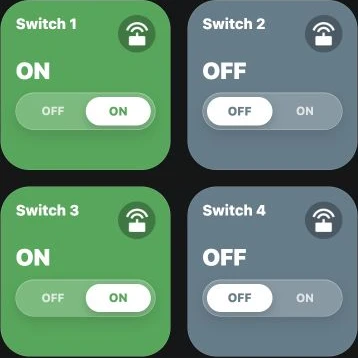YenGear Cloud switch cards showing their displayed on and off states