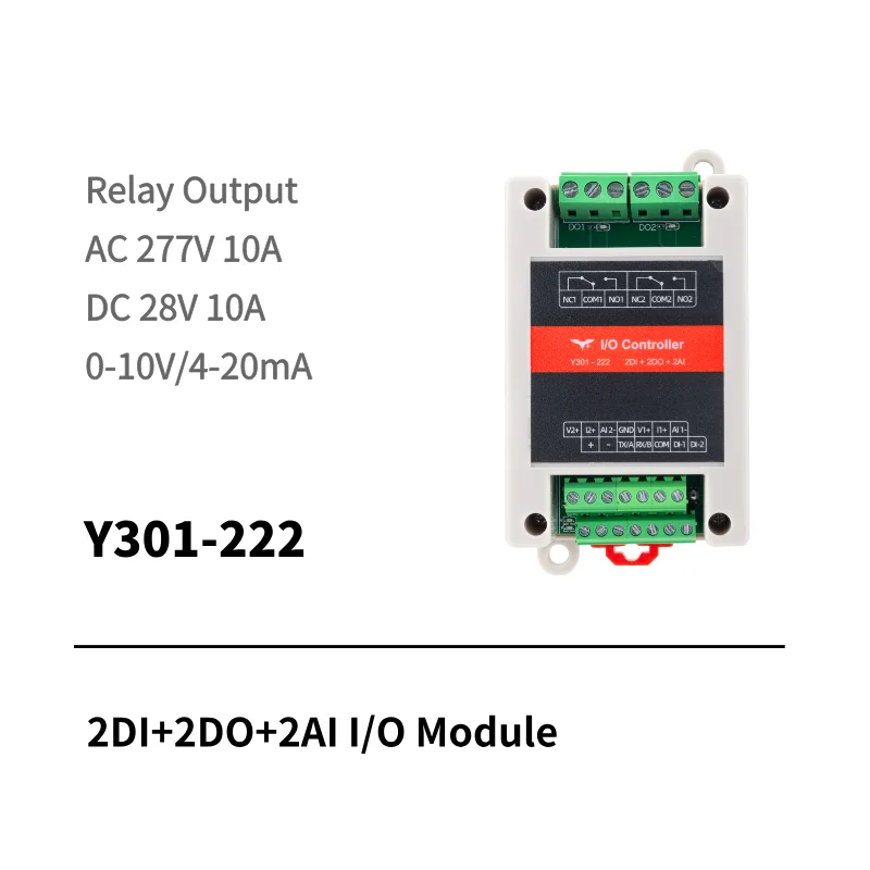 I/O module with 2 digital input & 2 digital output (relay output) & 2 analog input