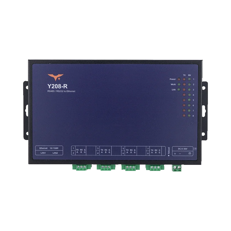 Y208-R 8-port serial to Ethernet converter for industrial IoT