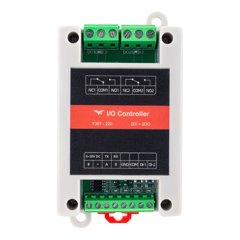 Y301-220 Modbus I/O module with 2 digital inputs and 2 relay outputs